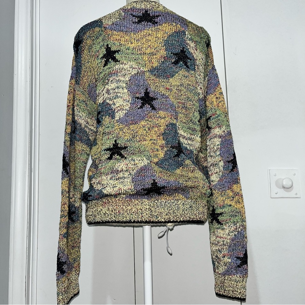 Vintage 90’s South Cotton Hand Knit Cardigan Sweater Heavy Multi Color Knit - Picture 9 of 12